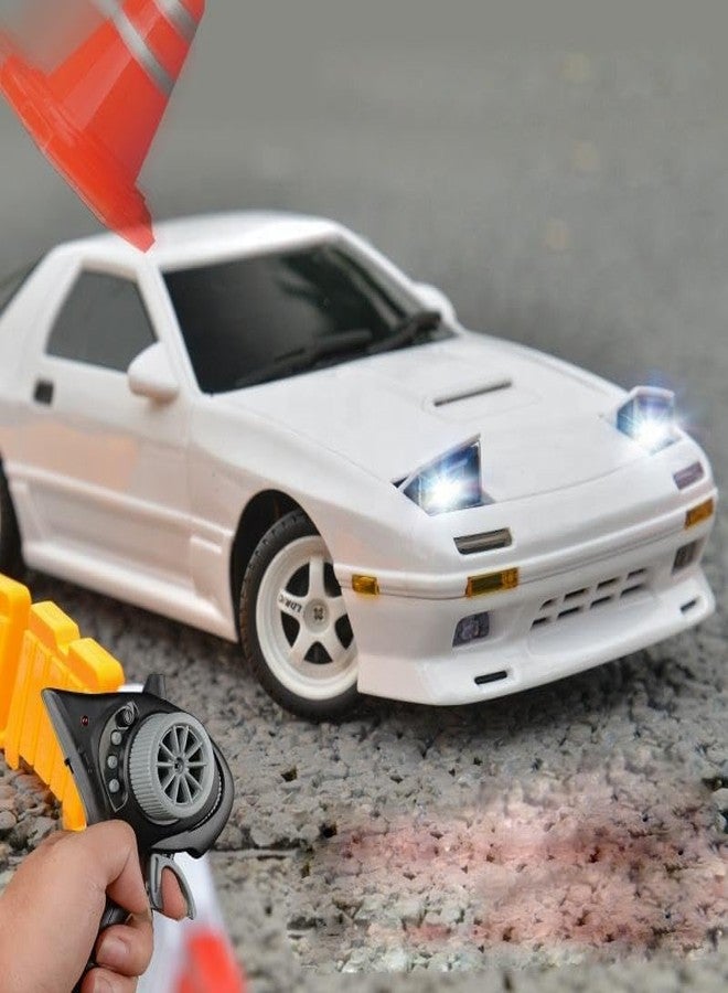 Rahisa سيارة سباق Rahisa LDRC 1/18 Rx7 RC ذات الدفع الخلفي، مزودة بنظام تحكم لاسلكي جيروسكوبي، ونظام إضاءة LD1802، ومحرك سيرفو، ووحدة تحكم إلكترونية (ESC) للهواة (أبيض) - Image 2